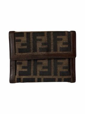 Fendi Zucca FF Compact Wallet Brown Canvas - Vintage